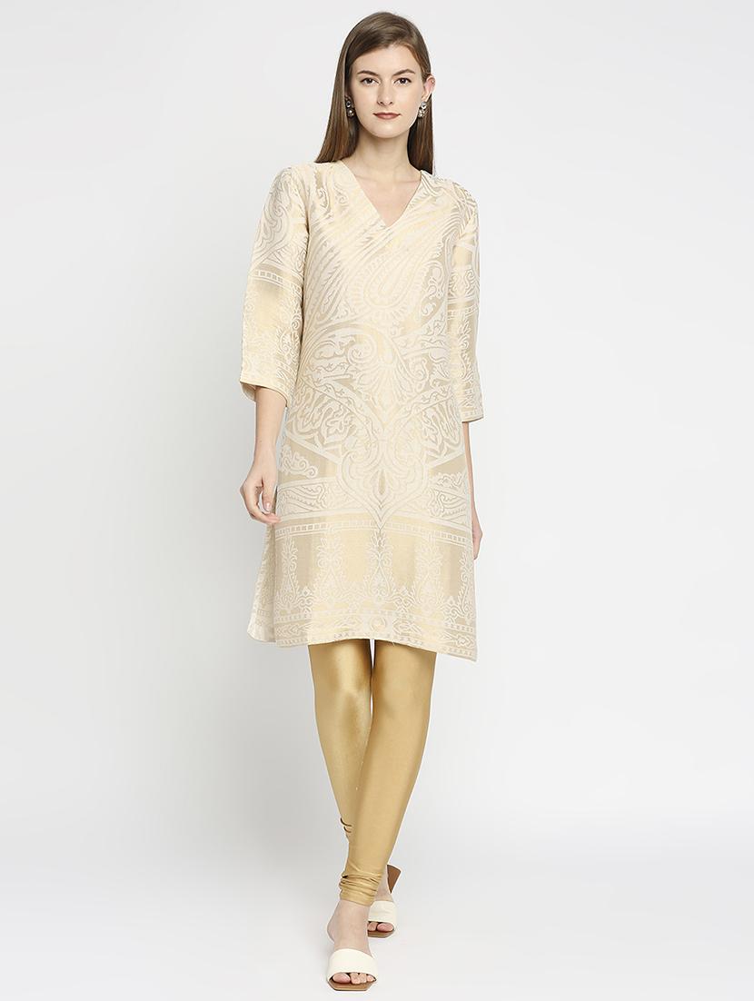 women self design three quarter sleeve straight kurta - 21662128 - Zoom Image - 0