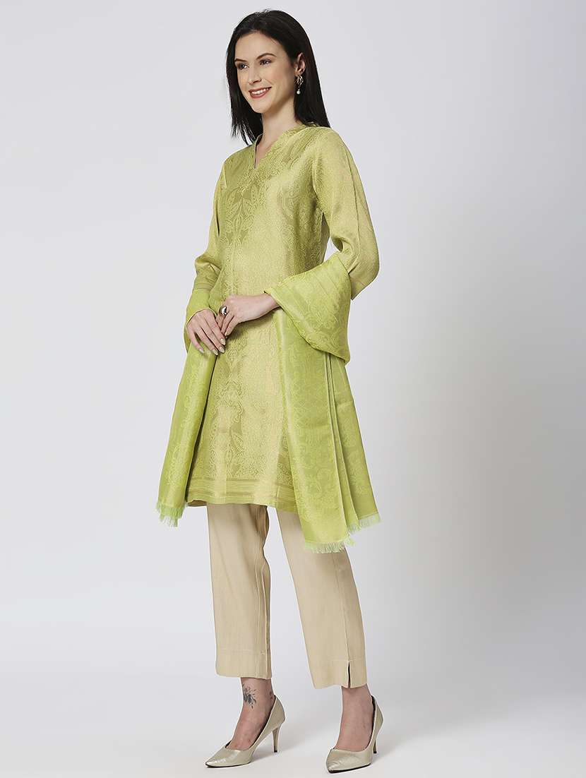 women three quarter sleeve kurta pant with dupatta set - 21662140 -  Standard Image - 2