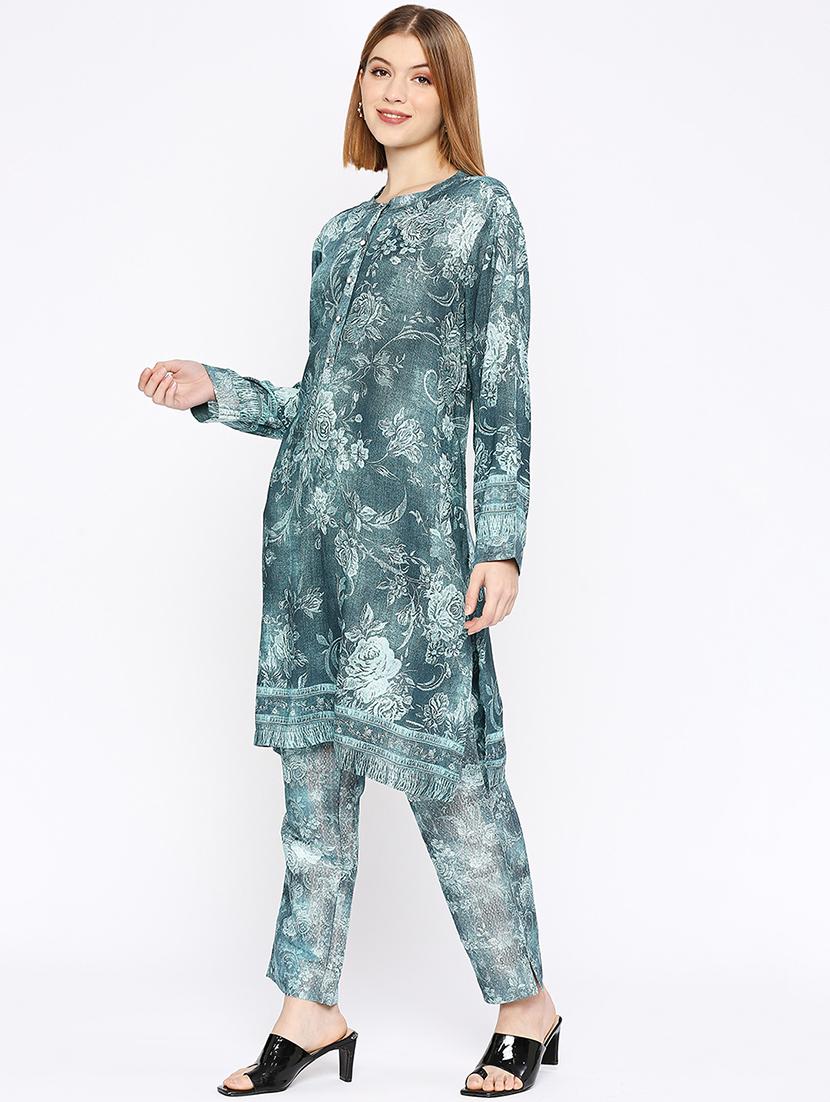 women floral long sleeve straight kurta - 21662166 - Standard Image - 2