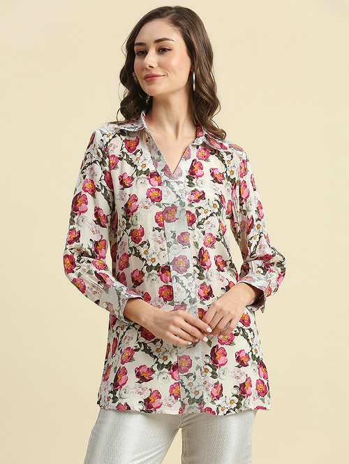 women floral long sleeve straight kurti - 21662192 -  Standard Image - 0
