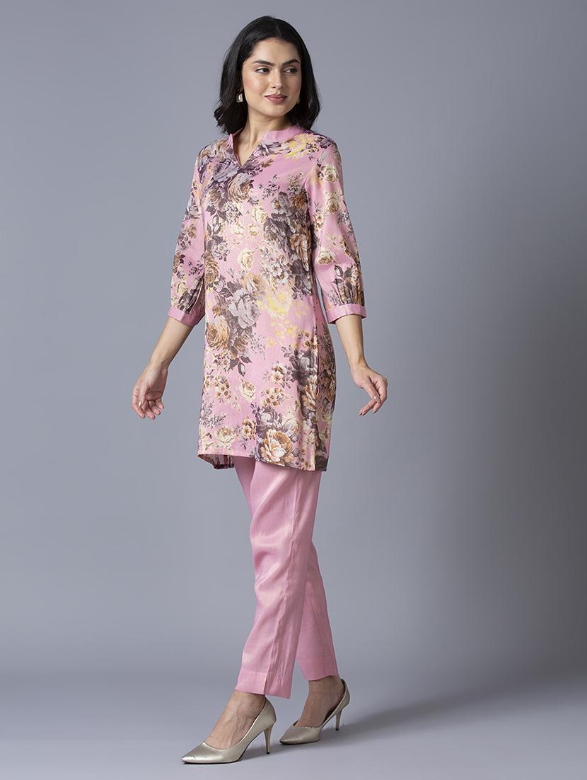 women floral mandarin neck straight kurta - 21662199 - Standard Image - 2