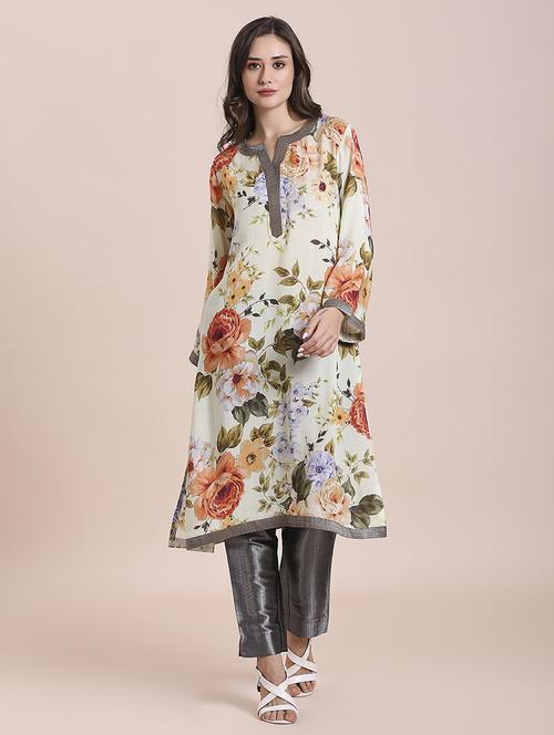 women floral long sleeve a-line kurta - 21662201 -  Standard Image - 0