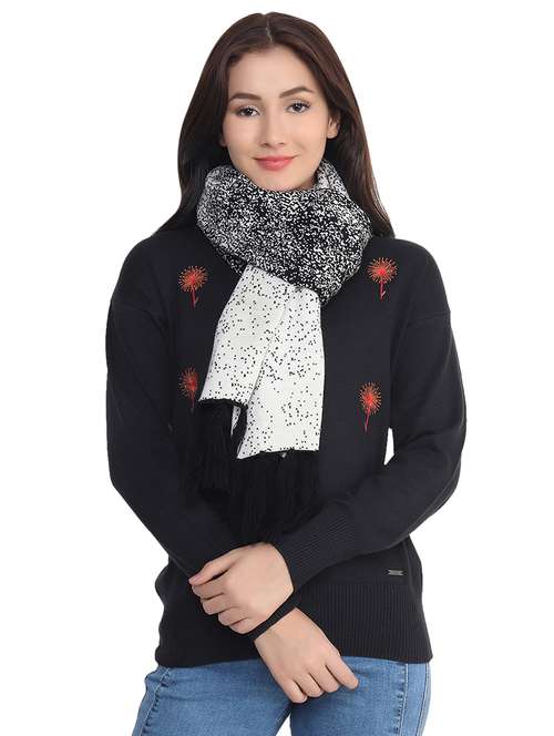 women black self design muffler - 21662240 -  Standard Image - 0