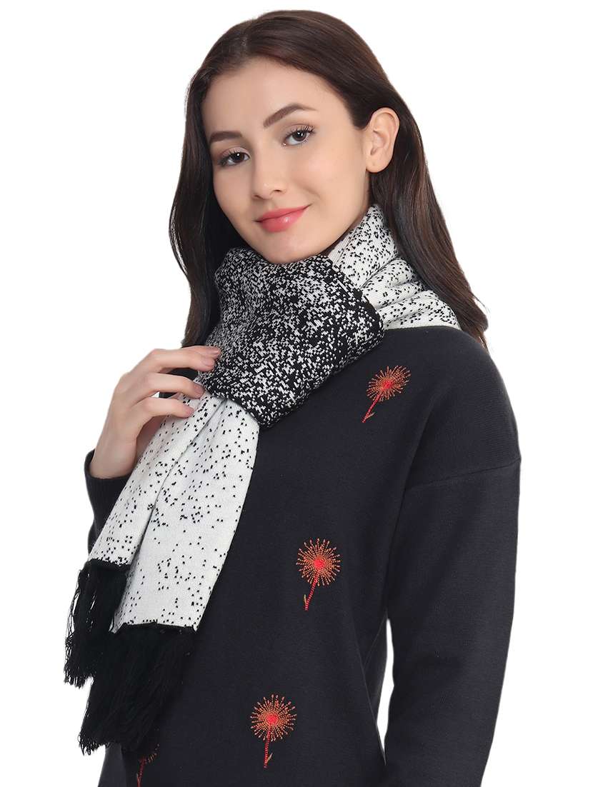 women black self design muffler - 21662240 - Standard Image - 2