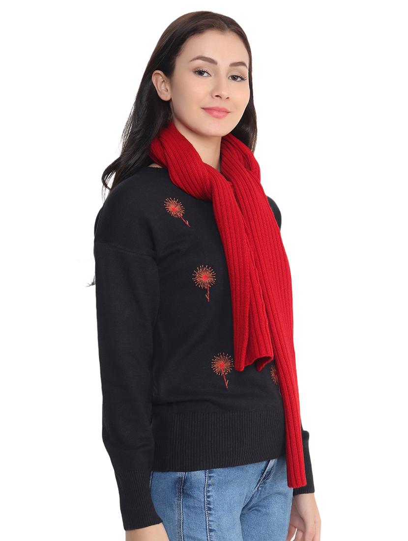 women red self design muffler - 21662241 - Standard Image - 2