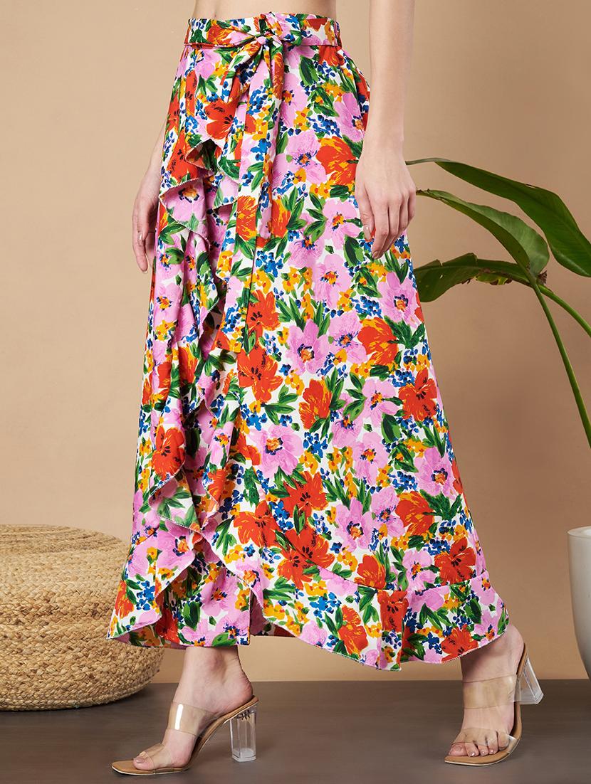 women florals printed wrap skirt - 21662313 - Standard Image - 2