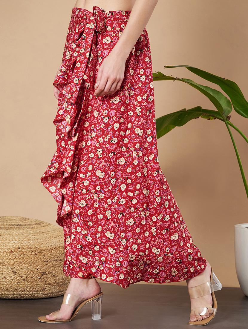 women florals printed wrap skirt - 21662317 - Standard Image - 2