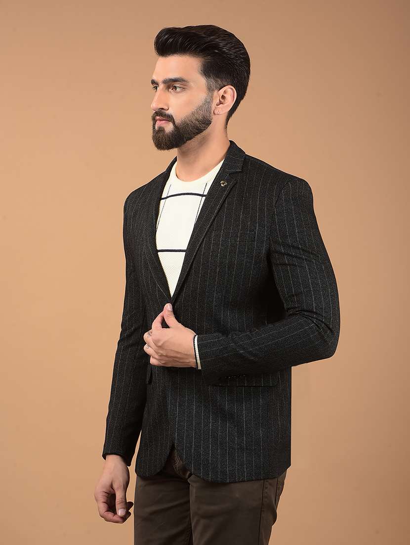 men stripes single breasted casual blazer - 21662337 -  Standard Image - 2