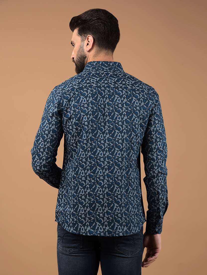 men long sleeves printed casual shirt - 21662345 -  Standard Image - 2