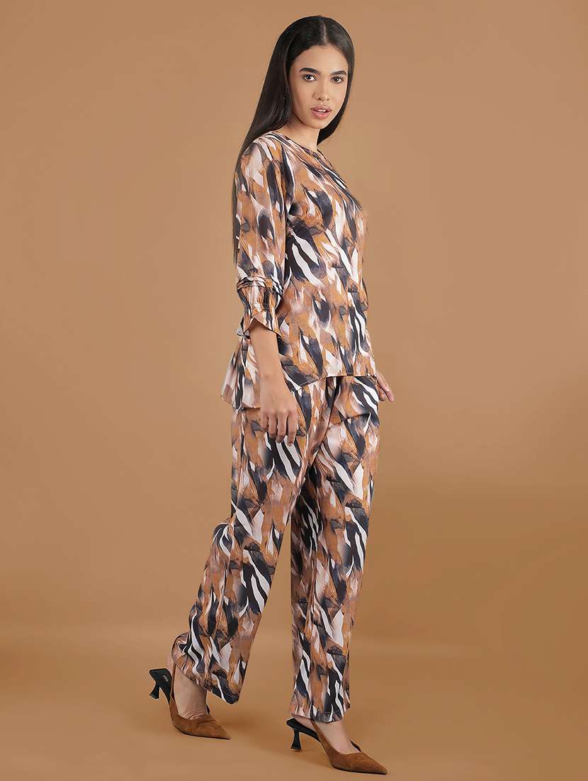 women printed top and trouser co-ord set - 21662391 -  Standard Image - 2