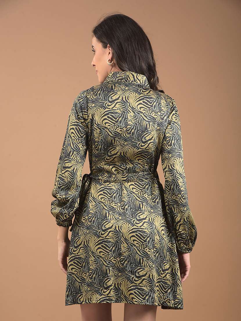 women printed puff sleeves a-line dress - 21662399 -  Standard Image - 2