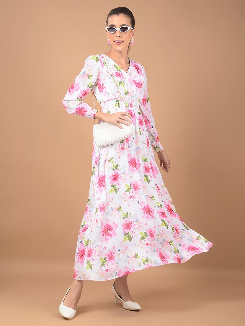women floral print puff sleeves a-line dress - 21662400 - Zoom Image - 0