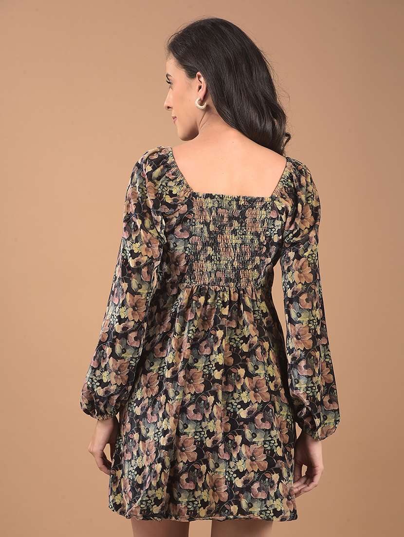 women printed puff sleeves a-line dress - 21662403 -  Standard Image - 2