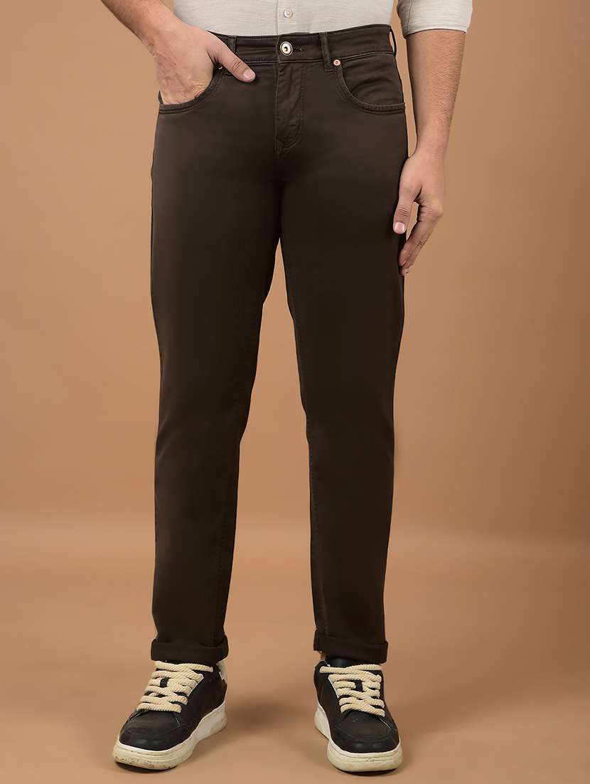 men solid mid rise slim fit jean