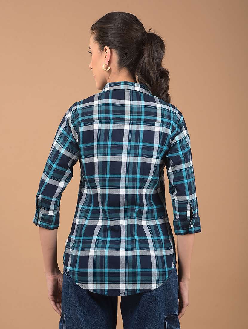 women checkered collared shirt - 21662426 - Standard Image - 2