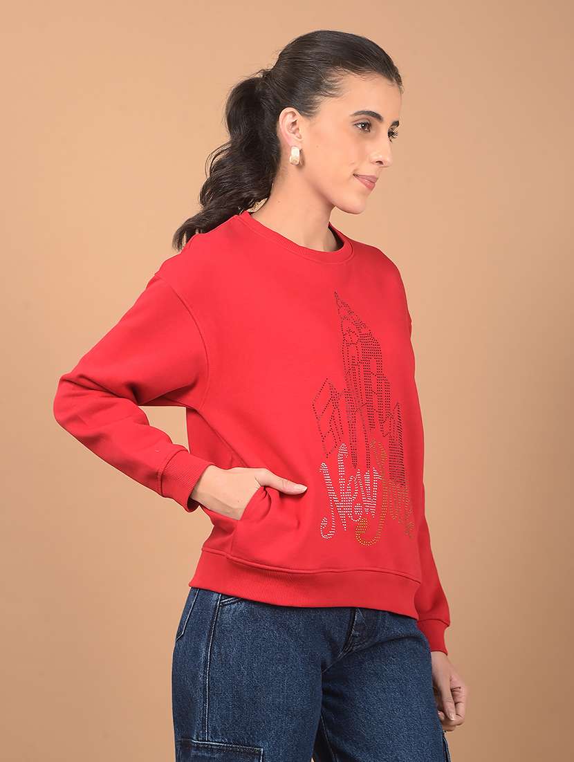 women front print long sleeve sweatshirt - 21662464 - Standard Image - 2
