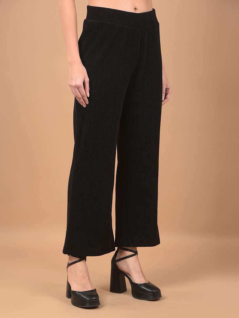 women black self design bootcut trousers - 21662478 -  Standard Image - 2