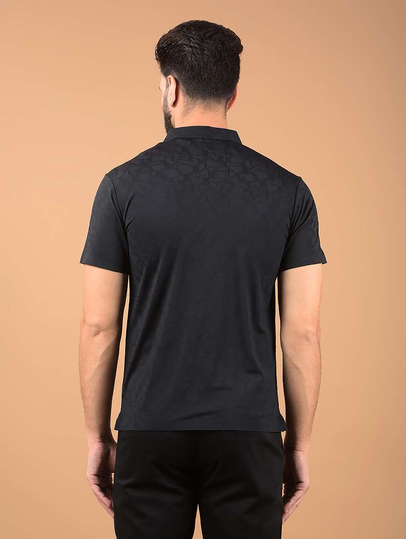 men black printed polo neck t-shirt - 21662482 -  Standard Image - 2