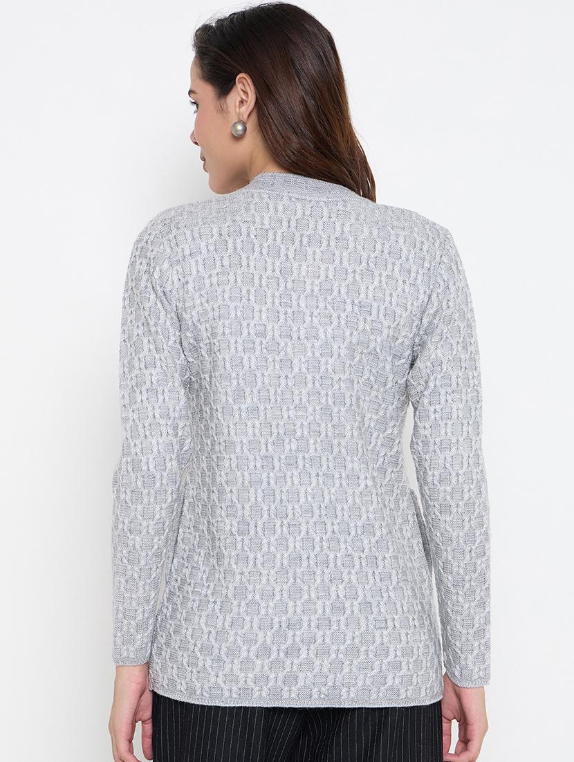 women long sleeves self design cardigan - 21662531 - Standard Image - 2