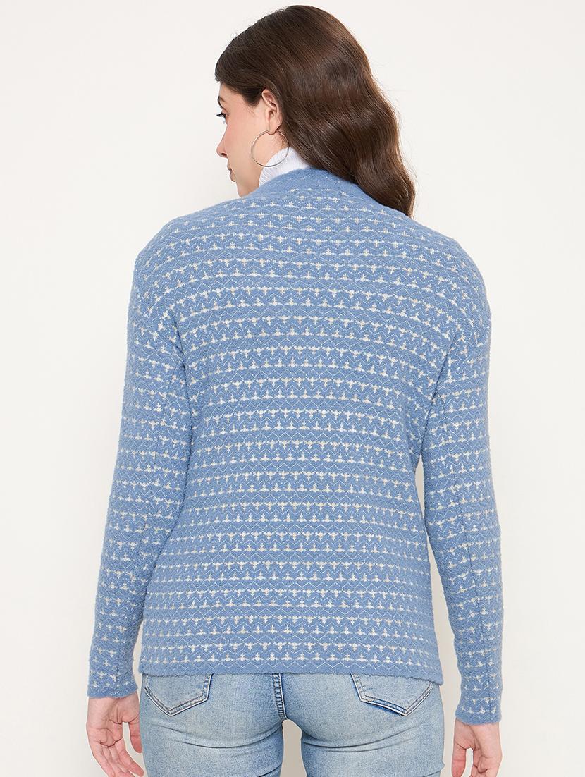 women long sleeves self design cardigan - 21662533 - Standard Image - 2
