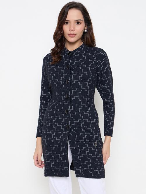 women long sleeves self design cardigan - 21662537 -  Standard Image - 0