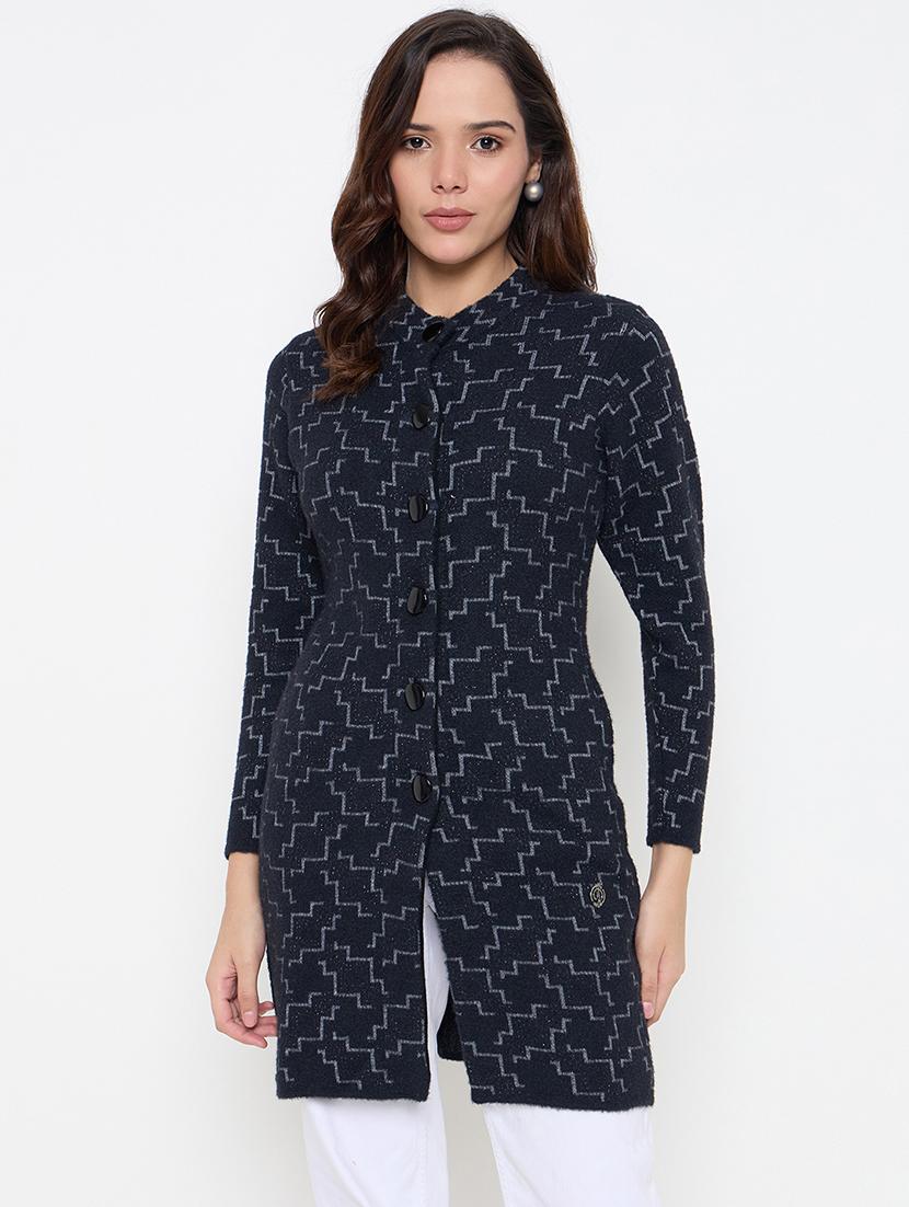 women long sleeves self design cardigan - 21662537 -  Zoom Image - 0