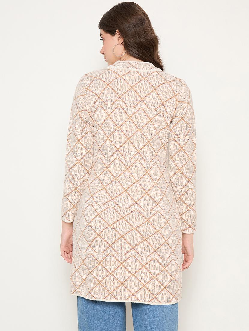 women long sleeves self design cardigan - 21662542 - Standard Image - 2