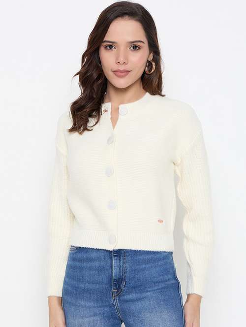 women long sleeves self design cardigan - 21662553 - Standard Image - 0