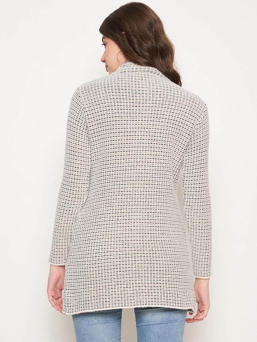 women long sleeves self design cardigan - 21662555 - Standard Image - 2