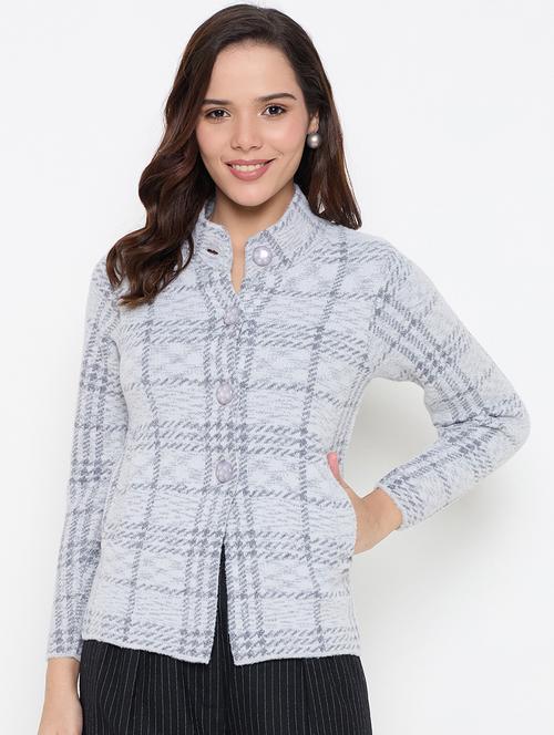 women long sleeves self design cardigan - 21662579 -  Standard Image - 0