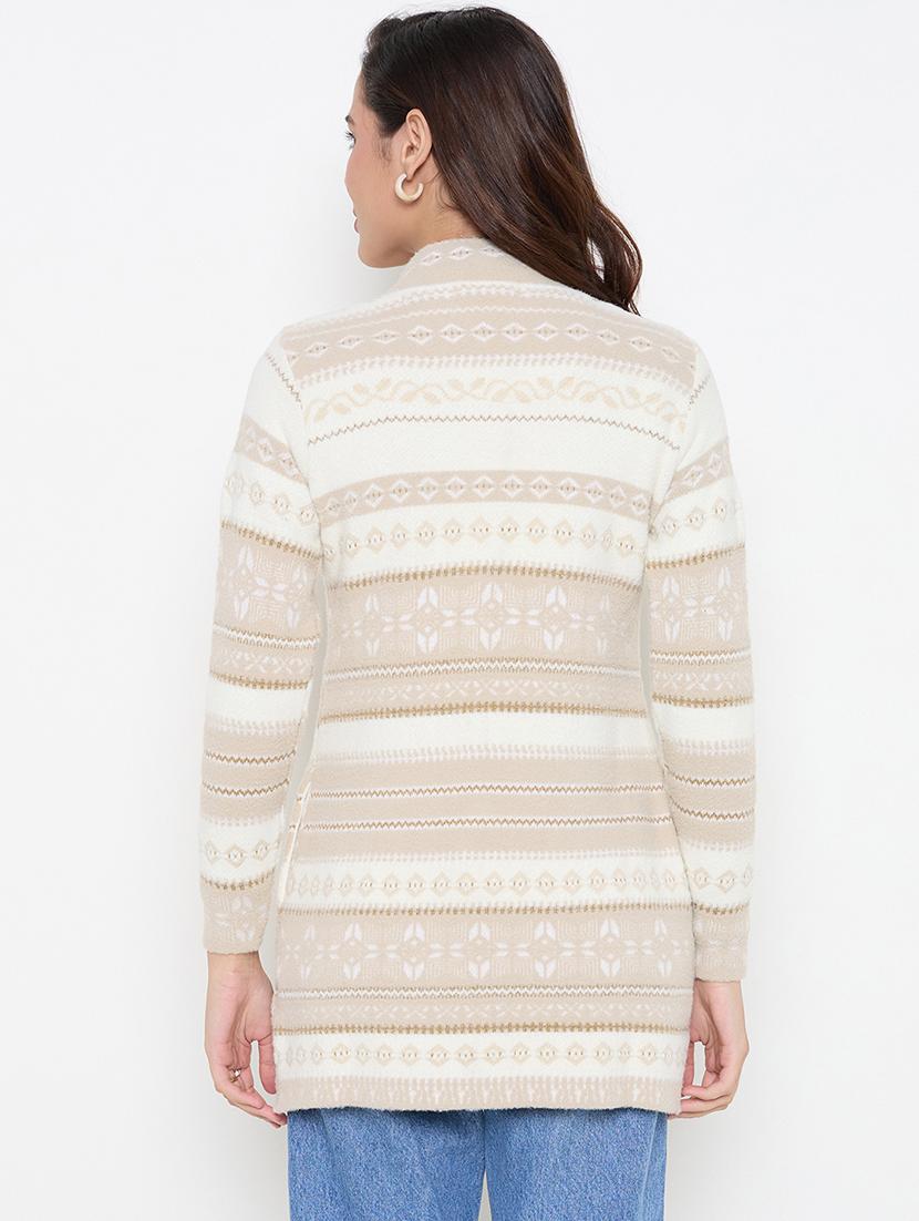 women long sleeves self design cardigan - 21662585 - Standard Image - 2