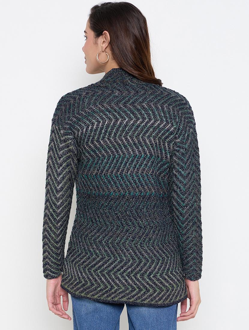 women long sleeves chevron shrug - 21662588 - Standard Image - 2