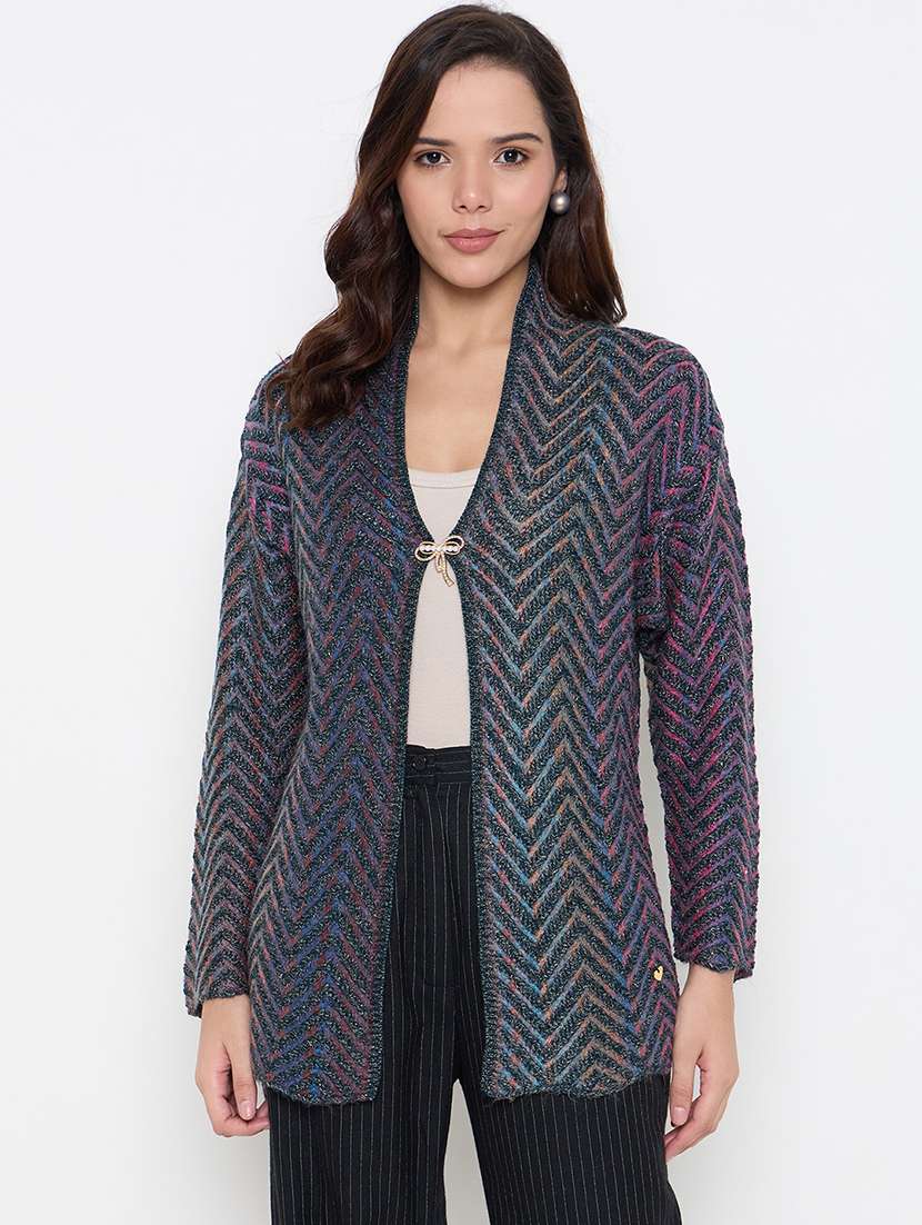 women long sleeves chevron shrug