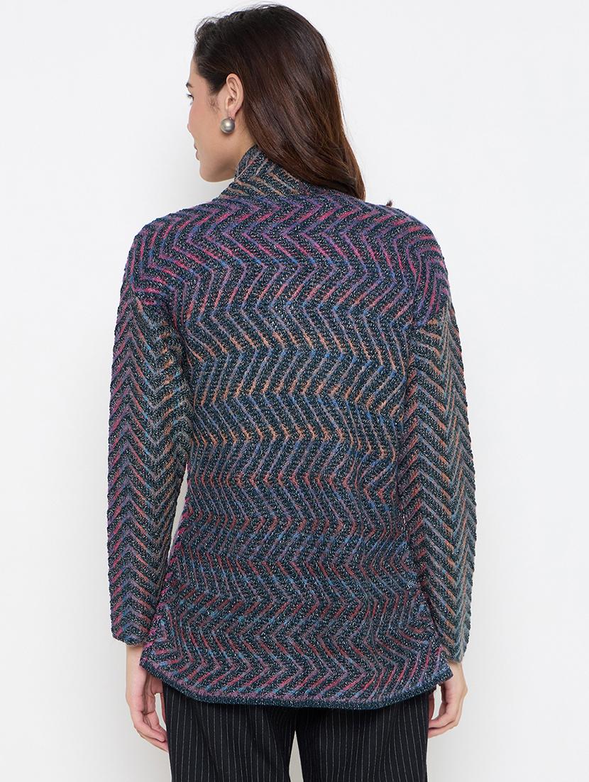 women long sleeves chevron shrug - 21662589 - Standard Image - 2
