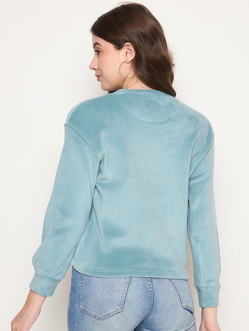 women long sleeves chest print sweatshirt - 21662590 - Standard Image - 2