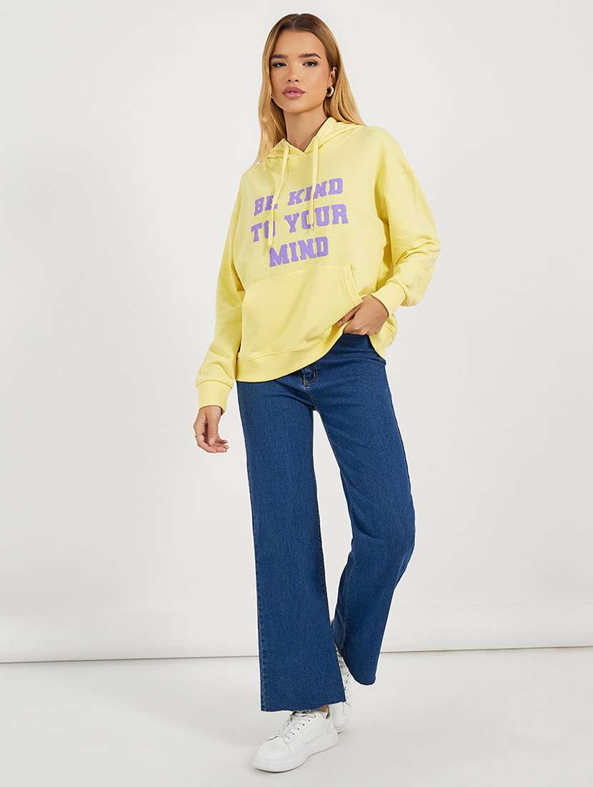 women printed hooded oversized sweatshirt - 21662645 - Standard Image - 2