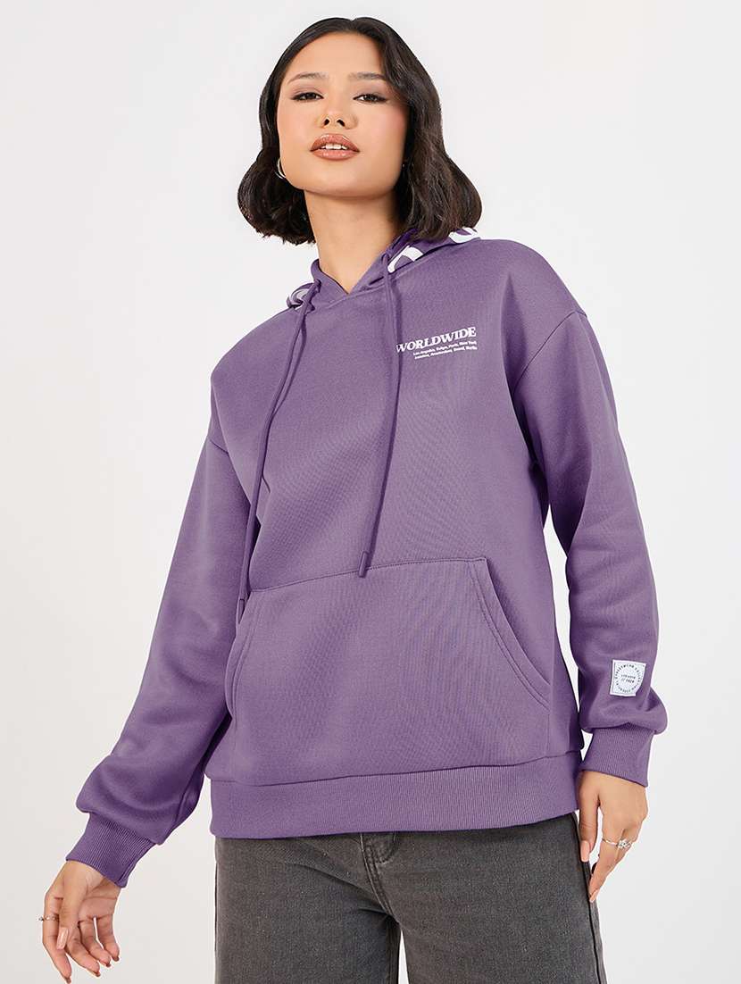 women printed hooded oversized sweatshirt