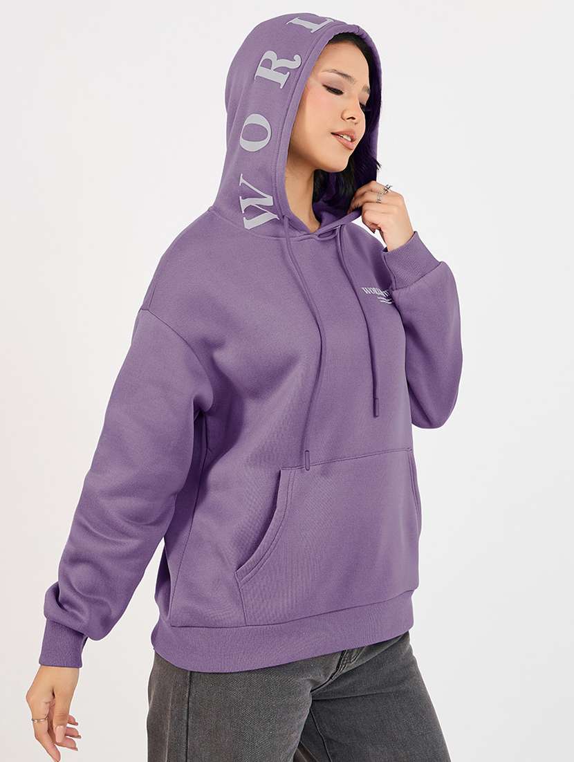women printed hooded oversized sweatshirt - 21662655 - Standard Image - 2