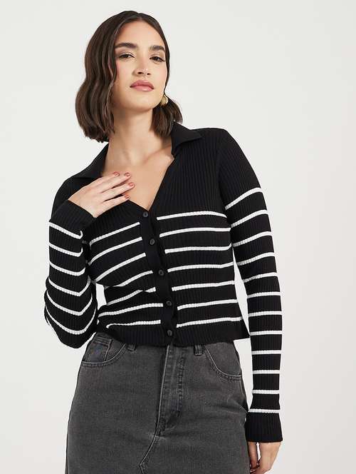 women striped long sleeves cardigan - 21662657 -  Standard Image - 0