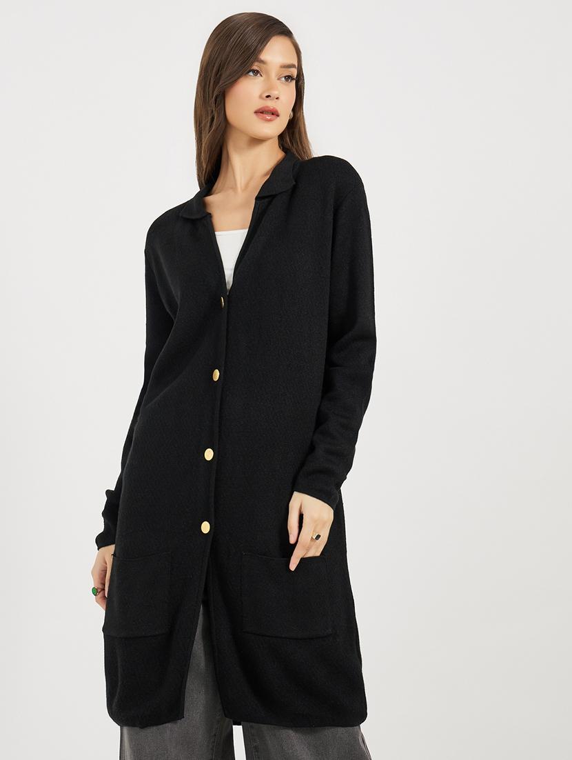 women solid long sleeves long cardigan - 21662659 - Zoom Image - 0