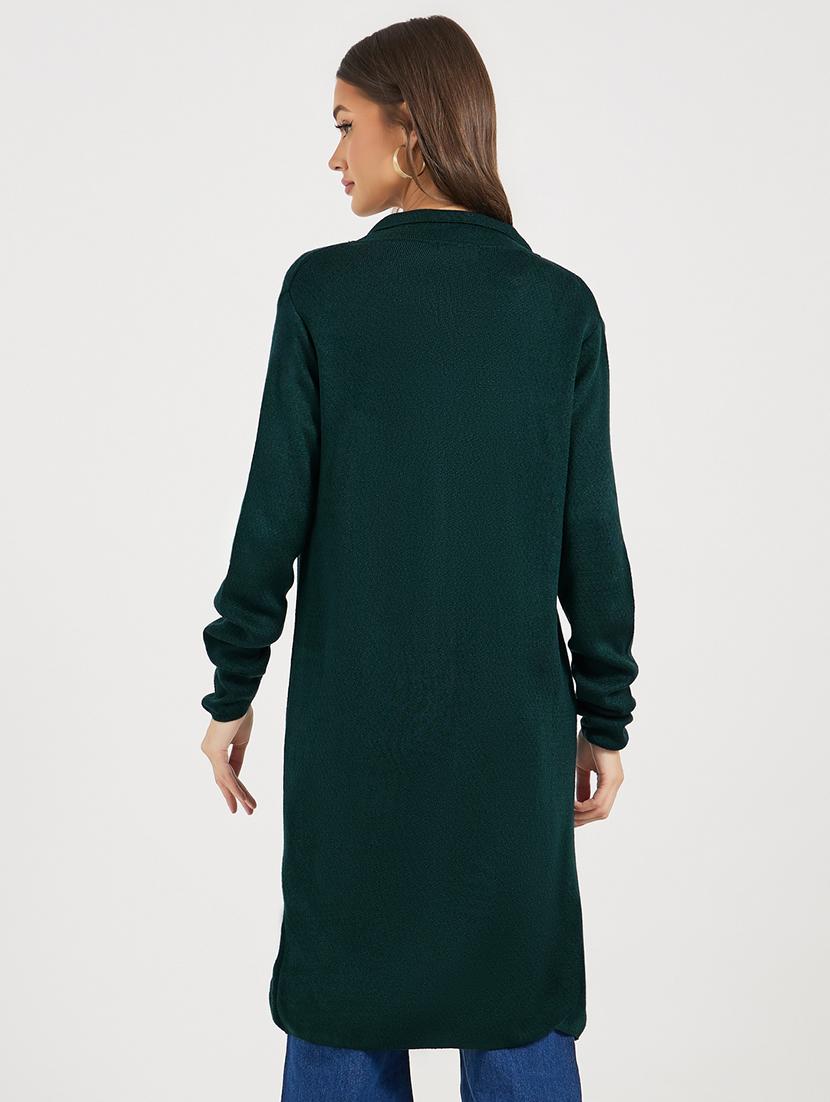 women solid long sleeves long cardigan - 21662660 - Standard Image - 2
