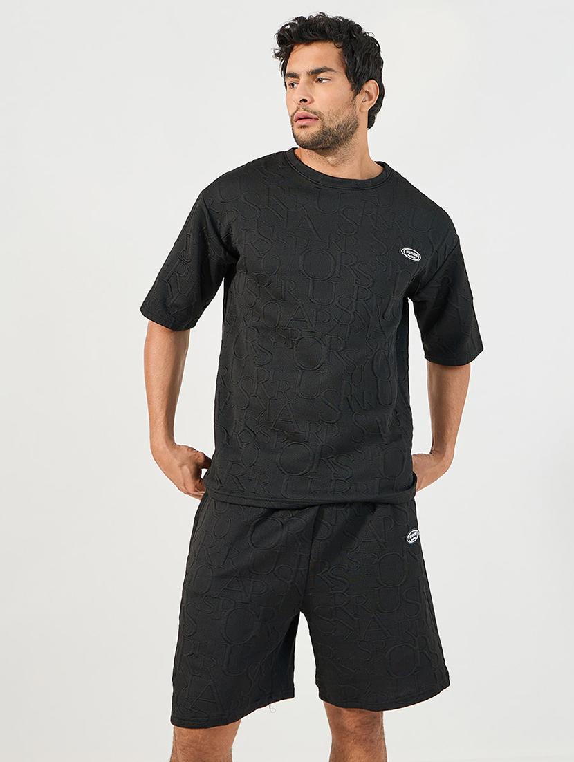 men solid t-shirt & shorts co-ord set - 21662679 - Standard Image - 2