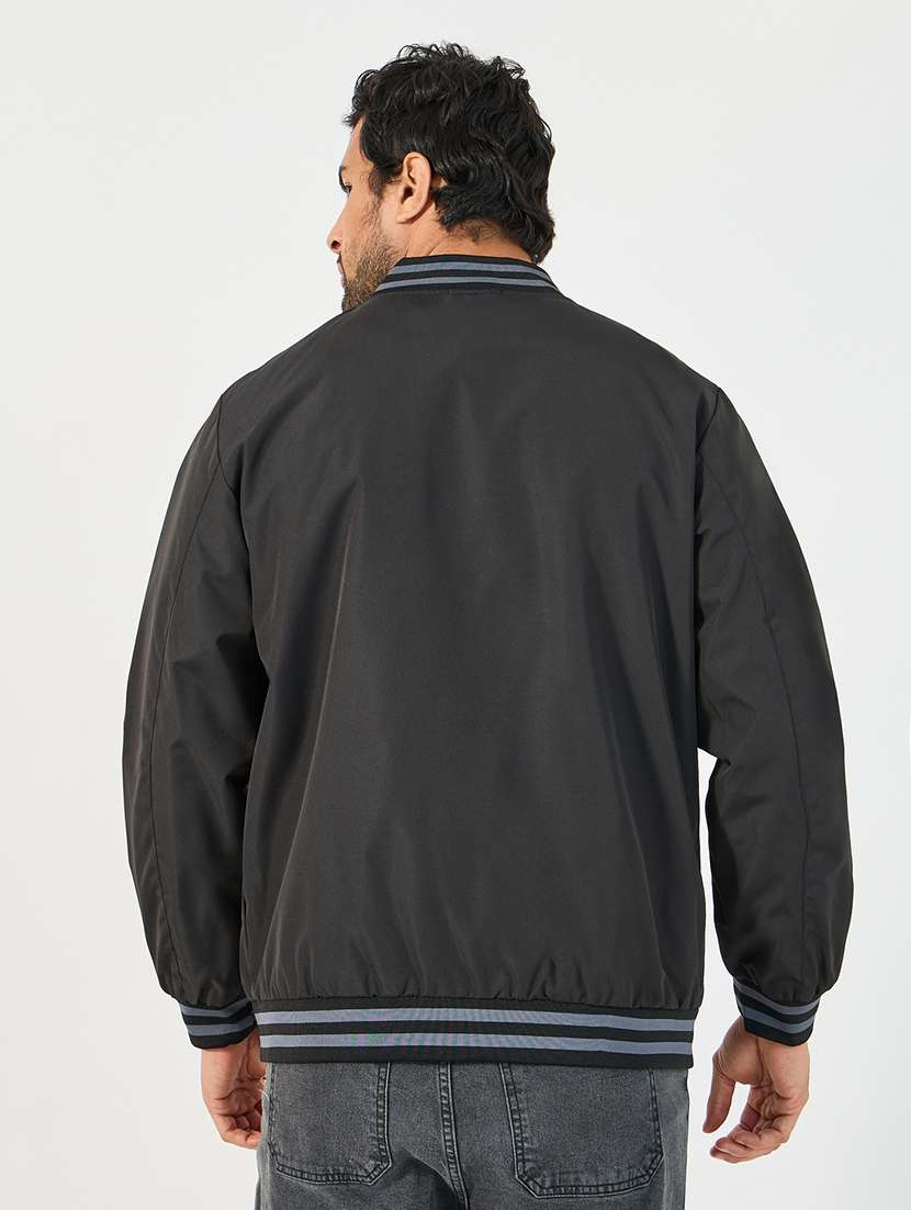 men solid long sleeves bomber jacket - 21662684 -  Standard Image - 2