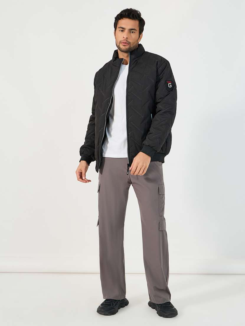 men black solid long sleeve quilted jacket - 21662687 -  Standard Image - 2