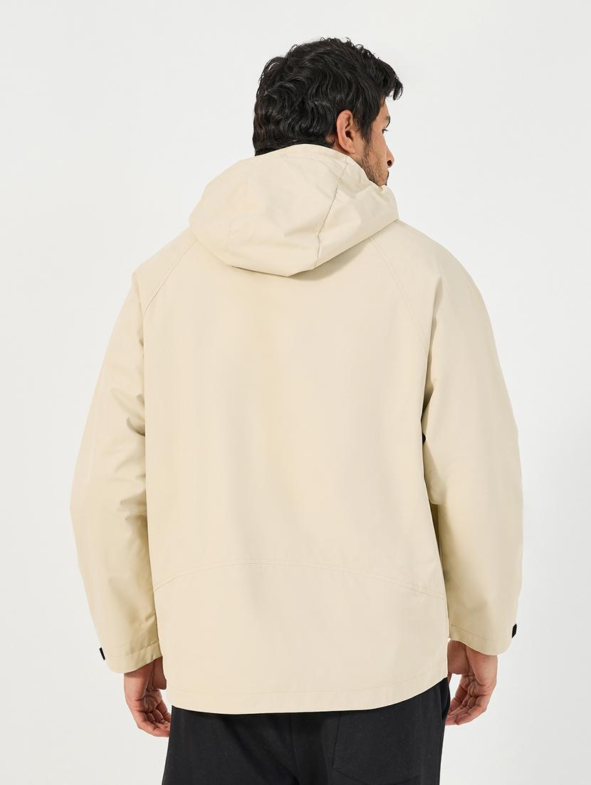 men cream solid long sleeve bomber jacket - 21662697 - Standard Image - 2