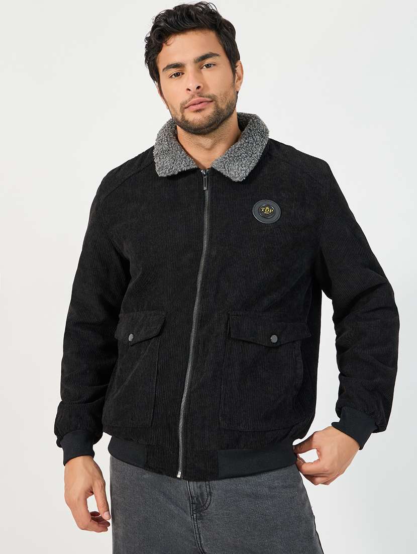 men solid long sleeve casual jacket