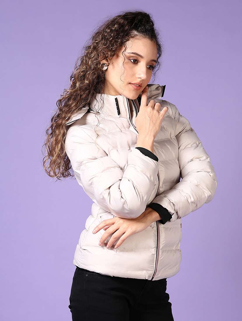 women long sleeves solid puffer jacket - 21662770 -  Standard Image - 2