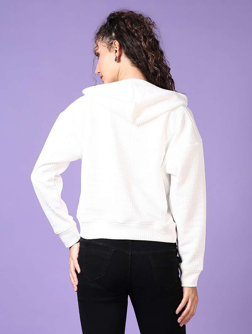 women solid hooded long sleeves sweatshirt - 21662775 -  Standard Image - 2