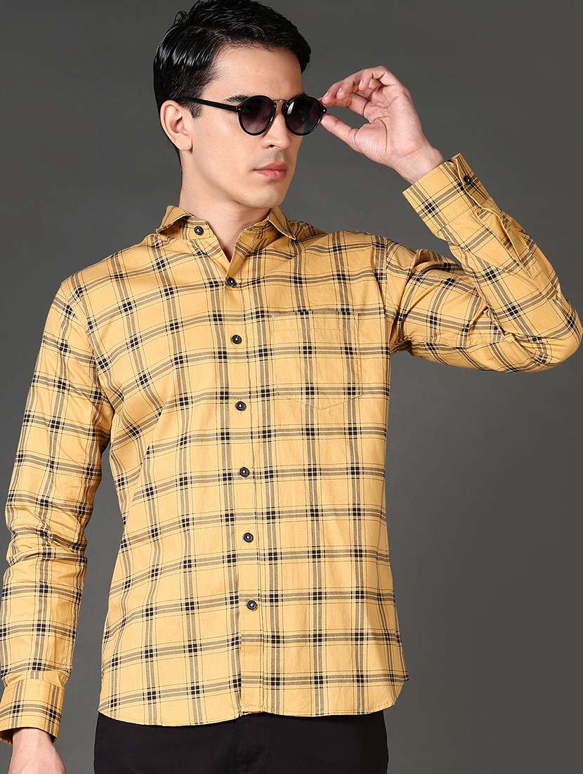 men checkered long sleeves casual shirt - 21662796 -  Standard Image - 2