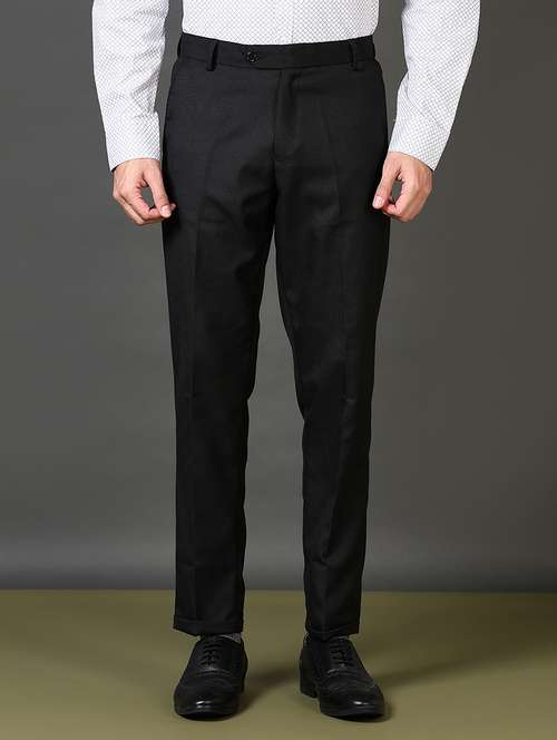 Men Mid Rise Ankle Length Formal Trouser